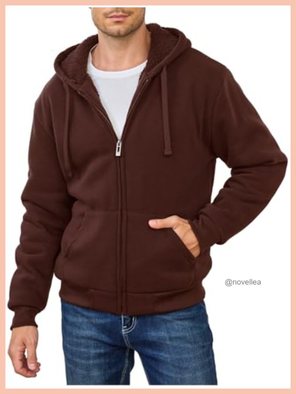 Men's Full Zip Fleece Hoodie Sherpa Lined Warm Winter Coat